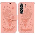For Tecno Camon 40 Pro 4G Butterfly Rose Embossed Leather Phone Case(Pink) - 1