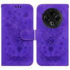 For Tecno Spark 30 4G Butterfly Rose Embossed Leather Phone Case(Purple) - 1