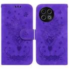 For Tecno Spark 30 Pro Butterfly Rose Embossed Leather Phone Case(Purple) - 1