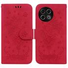 For Tecno Spark 30 Pro Butterfly Rose Embossed Leather Phone Case(Red) - 1