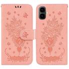 For Tecno Pop 10 / Spark Go 2 4G Butterfly Rose Embossed Leather Phone Case(Pink) - 1