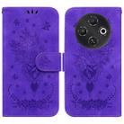 For Tecno Pop 9 5G / Spark 30C 5G Butterfly Rose Embossed Leather Phone Case(Purple) - 1