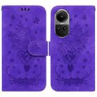 For OPPO Reno10 5G Global/Reno10 Pro Global Butterfly Rose Embossed Leather Phone Case(Purple) - 1