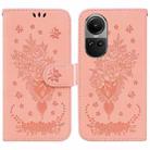 For OPPO Reno10 5G Global/Reno10 Pro Global Butterfly Rose Embossed Leather Phone Case(Pink) - 1