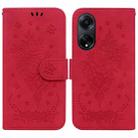 For OPPO A98 5G / F23 5G India Butterfly Rose Embossed Leather Phone Case(Red) - 1