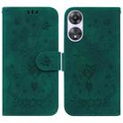 For OPPO A58 4G Butterfly Rose Embossed Leather Phone Case(Green) - 1
