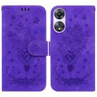 For OPPO A78 4G Butterfly Rose Embossed Leather Phone Case(Purple) - 1