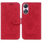 For OPPO A78 4G Butterfly Rose Embossed Leather Phone Case(Red) - 1