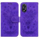 For OPPO A38 4G / A18 Butterfly Rose Embossed Leather Phone Case(Purple) - 1