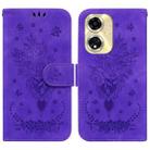 For OPPO A59 5G / A2M Butterfly Rose Embossed Leather Phone Case(Purple) - 1