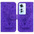 For OPPO Reno11 F Global Butterfly Rose Embossed Leather Phone Case(Purple) - 1