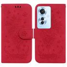 For OPPO F25 Pro 5G Global Butterfly Rose Embossed Leather Phone Case(Red) - 1