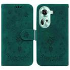 For OPPO Reno11 Global Butterfly Rose Embossed Leather Phone Case(Green) - 1