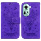 For OPPO Reno11 Global Butterfly Rose Embossed Leather Phone Case(Purple) - 1
