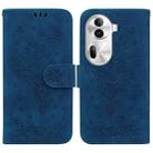 For OPPO Reno11 Pro 5G Global Butterfly Rose Embossed Leather Phone Case(Blue) - 1