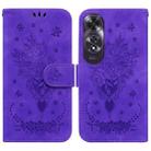 For OPPO A60 4G Butterfly Rose Embossed Leather Phone Case(Purple) - 1