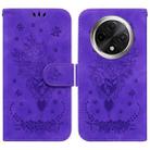 For OPPO A3 Pro 5G Butterfly Rose Embossed Leather Phone Case(Purple) - 1