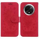 For OPPO A3 Pro 5G Butterfly Rose Embossed Leather Phone Case(Red) - 1