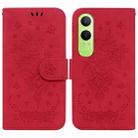 For OPPO K12x Butterfly Rose Embossed Leather Phone Case(Red) - 1