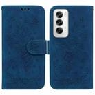 For OPPO Reno12 5G Global Butterfly Rose Embossed Leather Phone Case(Blue) - 1