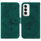 For OPPO Reno12 5G Global Butterfly Rose Embossed Leather Phone Case(Green) - 1