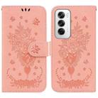 For OPPO Reno12 5G Global Butterfly Rose Embossed Leather Phone Case(Pink) - 1