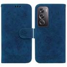 For OPPO Reno12 Pro 5G Global Butterfly Rose Embossed Leather Phone Case(Blue) - 1