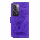 For OPPO Reno12 Pro 5G Global Butterfly Rose Embossed Leather Phone Case(Purple) - 3