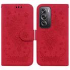 For OPPO Reno12 Pro 5G Global Butterfly Rose Embossed Leather Phone Case(Red) - 1