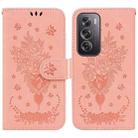 For OPPO Reno12 Pro 5G Global Butterfly Rose Embossed Leather Phone Case(Pink) - 1