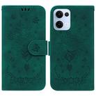 For OPPO Reno13 Global Butterfly Rose Embossed Leather Phone Case(Green) - 1