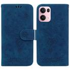For OPPO Reno13 Pro Global Butterfly Rose Embossed Leather Phone Case(Blue) - 1