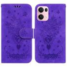 For OPPO Reno13 Pro Global Butterfly Rose Embossed Leather Phone Case(Purple) - 1