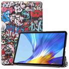 For Huawei Honor V6 / MatePad 10.4 inch Universal Painted Pattern Horizontal Flip Tablet PC Leather Case with Tri-fold Bracket & Sleep / Wake-up(Graffiti) - 1
