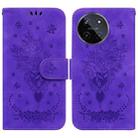 For Realme 11 4G Global Butterfly Rose Embossed Leather Phone Case(Purple) - 1