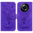 For Realme 11 5G/Narzo 60 India Version Butterfly Rose Embossed Leather Phone Case(Purple) - 1