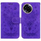 For Realme 11 5G Global Butterfly Rose Embossed Leather Phone Case(Purple) - 1