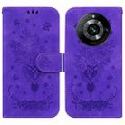 For Realme 11 Pro / 11 Pro+ / Narzo 60 Pro Butterfly Rose Embossed Leather Phone Case(Purple) - 1