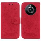 For Realme 11 Pro / 11 Pro+ / Narzo 60 Pro Butterfly Rose Embossed Leather Phone Case(Red) - 1