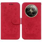 For Realme 12 Pro+ Global Butterfly Rose Embossed Leather Phone Case(Red) - 1