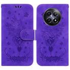 For Realme 12 5G Butterfly Rose Embossed Leather Phone Case(Purple) - 1