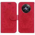 For Realme 12 5G Butterfly Rose Embossed Leather Phone Case(Red) - 1