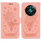 For Realme 12+ Butterfly Rose Embossed Leather Phone Case(Pink) - 1