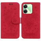 For Realme C61 / C63 / Note 60 Butterfly Rose Embossed Leather Phone Case(Red) - 1