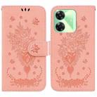 For Realme C61 / C63 / Note 60 Butterfly Rose Embossed Leather Phone Case(Pink) - 1