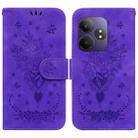 For Realme GT 6 / GT 6T / GT Neo6 Butterfly Rose Embossed Leather Phone Case(Purple) - 1