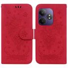 For Realme GT 6 / GT 6T / GT Neo6 Butterfly Rose Embossed Leather Phone Case(Red) - 1