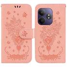 For Realme GT 6 / GT 6T / GT Neo6 Butterfly Rose Embossed Leather Phone Case(Pink) - 1