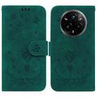 For Realme 14 Pro+ Butterfly Rose Embossed Leather Phone Case(Green) - 1
