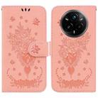 For Realme 14 Pro+ Butterfly Rose Embossed Leather Phone Case(Pink) - 1